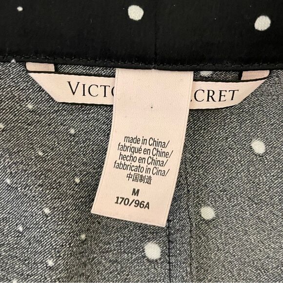 Victoria's Secret Satin Jacquard Bed & Evening Black White Polka Dot Blazer Med - Picture 9 of 13